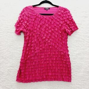 Blouse Top Size PL Rose Red Metallic Ruffle Whimsycore Dopamine Glam Y2K Fairy